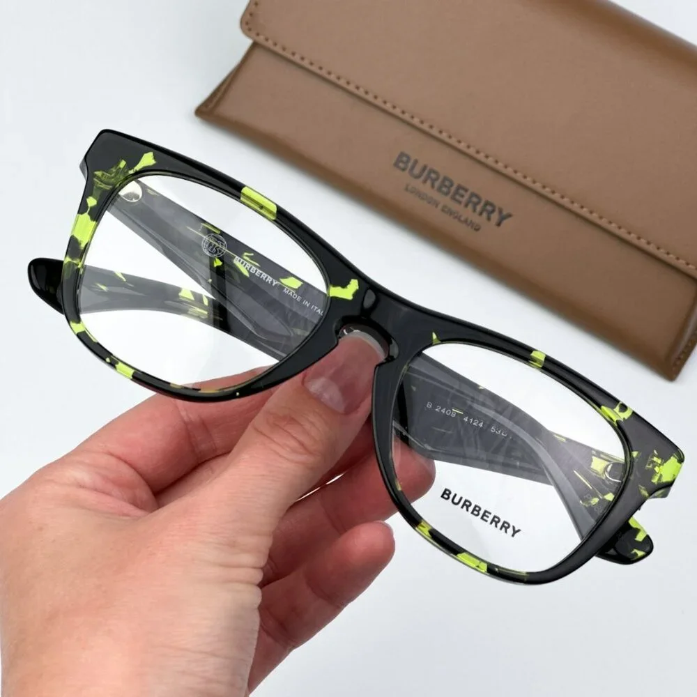 Burberry BE2409 4124 BRAND NEW Eyeglasses Green Havana Square Unisex